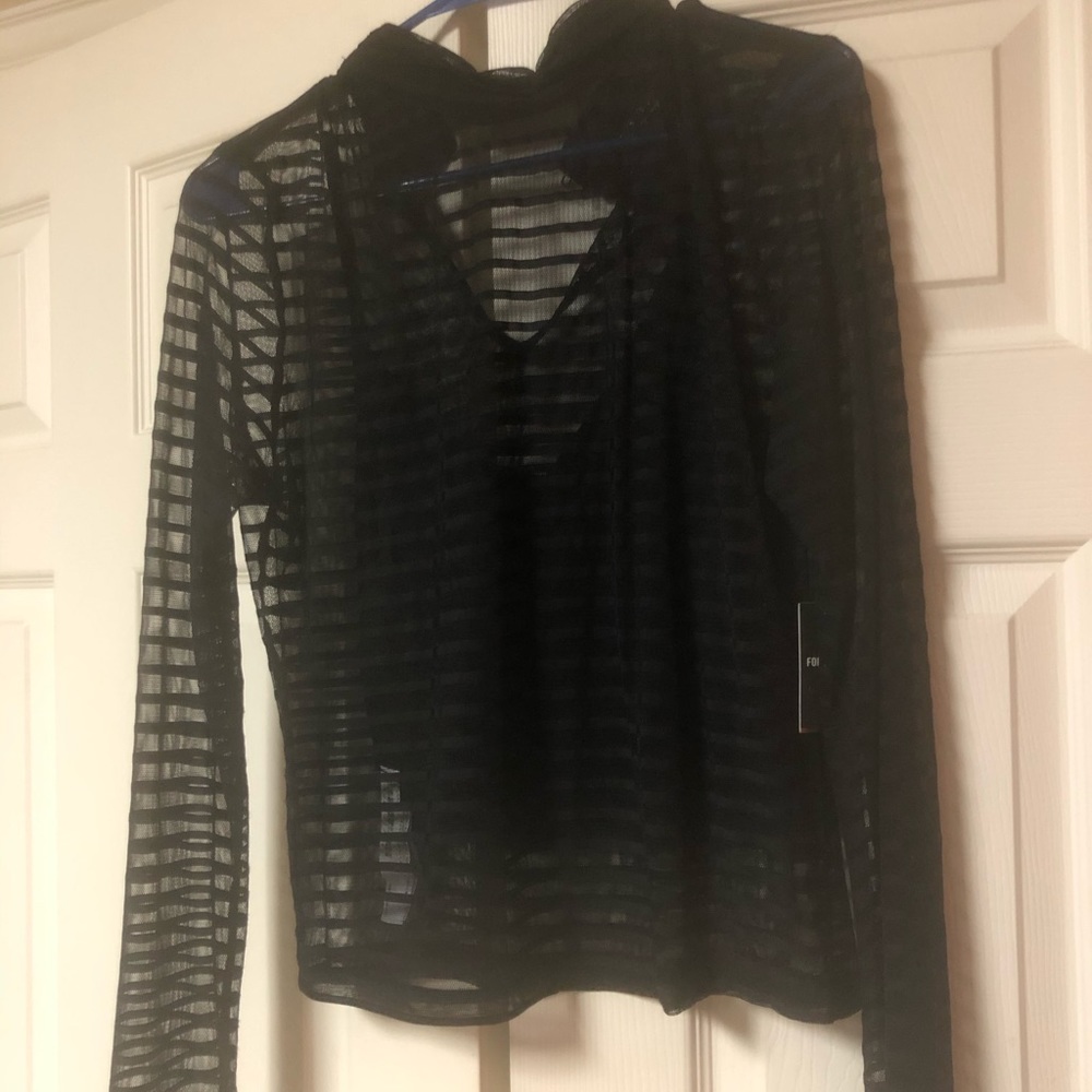 Black mesh long sleeve shirt